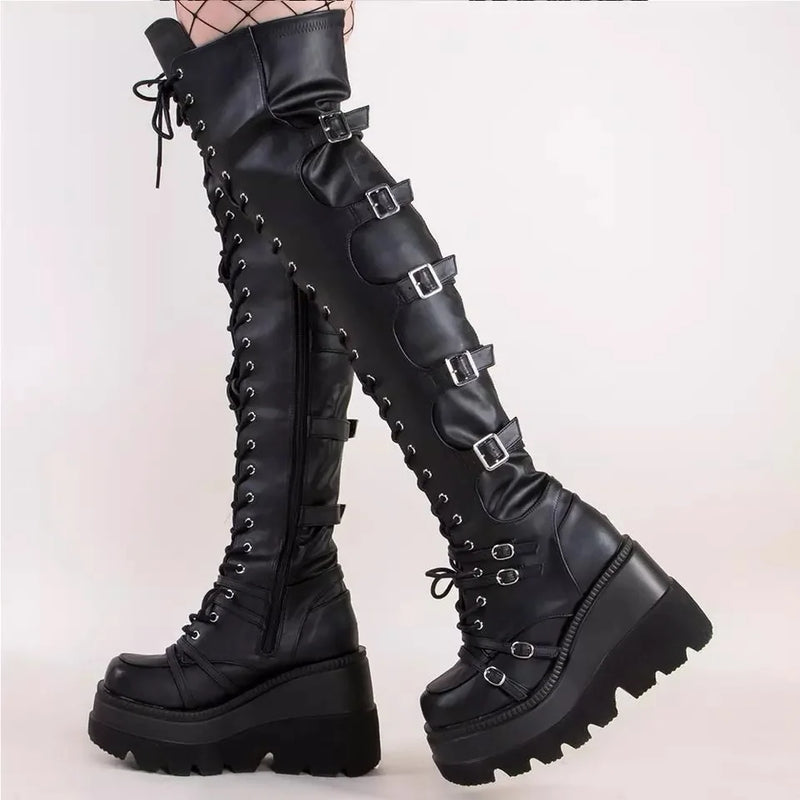 Botas altas góticas para mulheres
