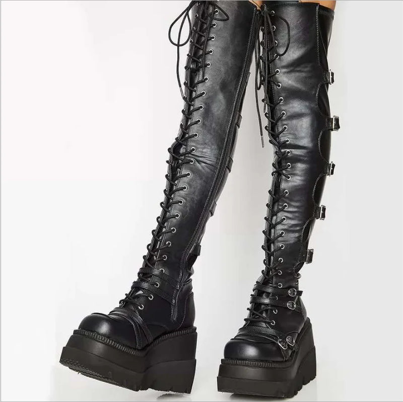 Botas altas góticas para mulheres