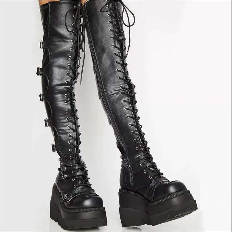 Botas altas góticas para mulheres